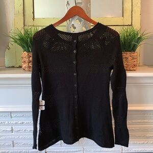 Subtle Luxury 100% Cashmere Black Button Accent Crewneck Sweater NEW Size S